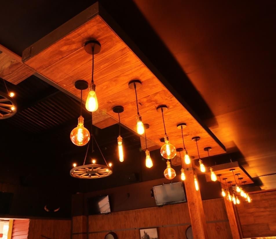 Lighting and interior detail of the Sports Bar
